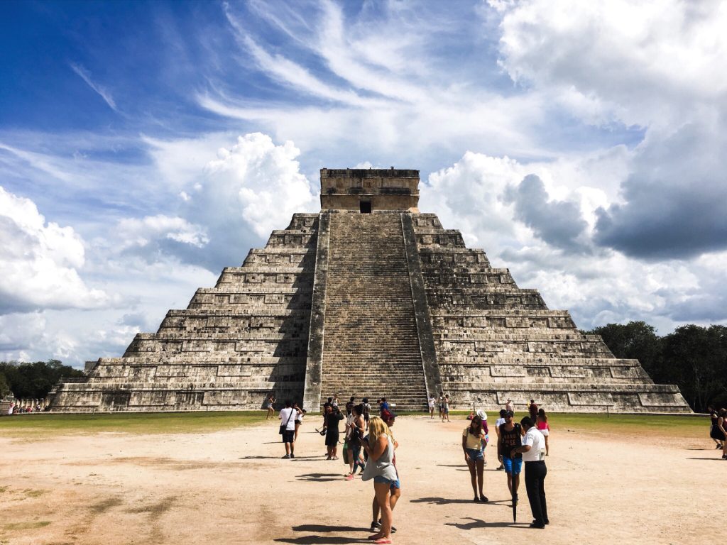 Archaeological site of Chichen Itza, Mexico People Walking