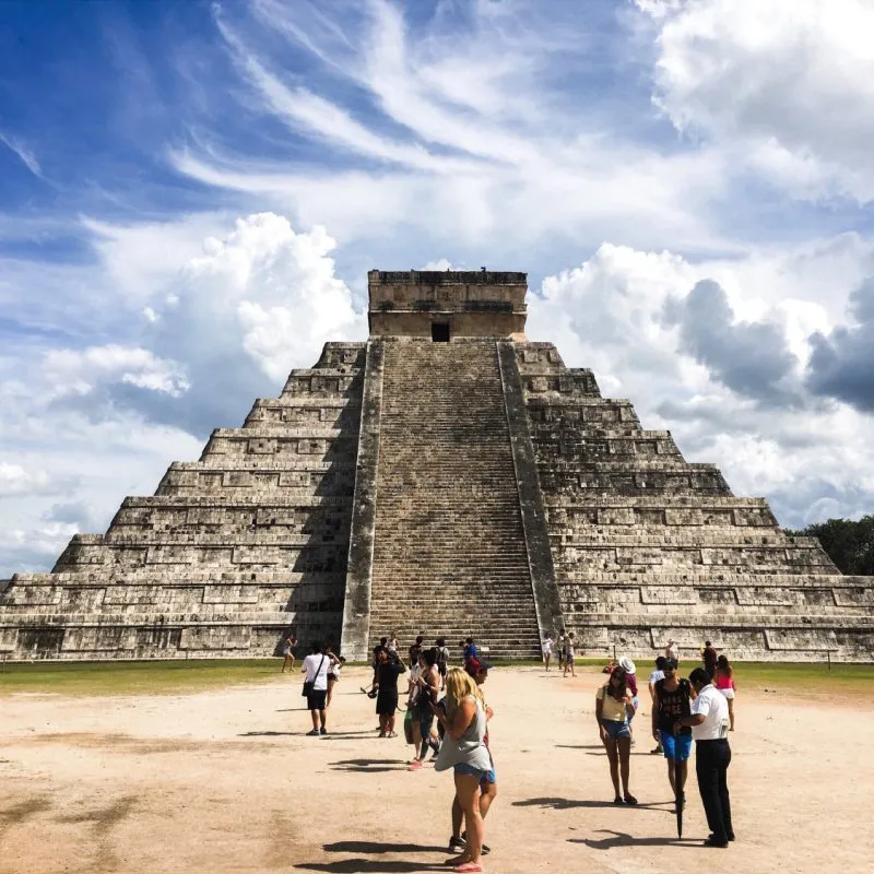 Archaeological site of Chichen Itza, Mexico People Walking