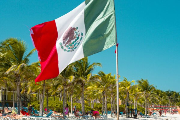 Mexcian Flag at Tulum Beach