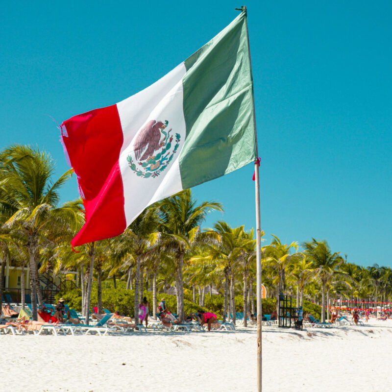 Mexcian Flag at Tulum Beach